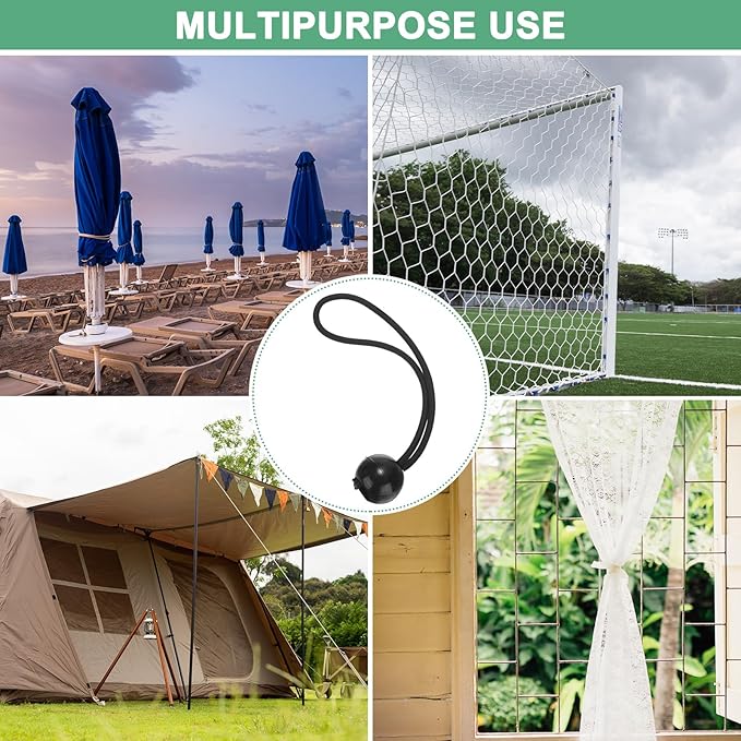 50-Pack Ball Bungee Cords, 6 Inch High Elastic Canopy Tarp Tie Down Bungee Balls for Camping/Tent/Cargo Holding Wire Hoses/Patio Umbrellas/Shelter [Black]