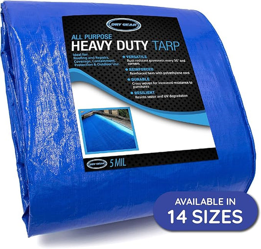 Waterproof Tarps 16x20 - Multi Purpose 5 MIL Tarp - High Durability 16x20 Tarp - Construction, Rain Shelter, Outdoor Cover and Camping Use