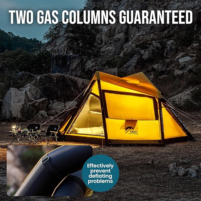 TAILI Inflatable Blow Up Tent for Camping with Hand Pump for 2/3/4/6 Person, Easy Setup Outdoor Inflatable Oxford Waterproof Air Tent House for Family Camping Adult
