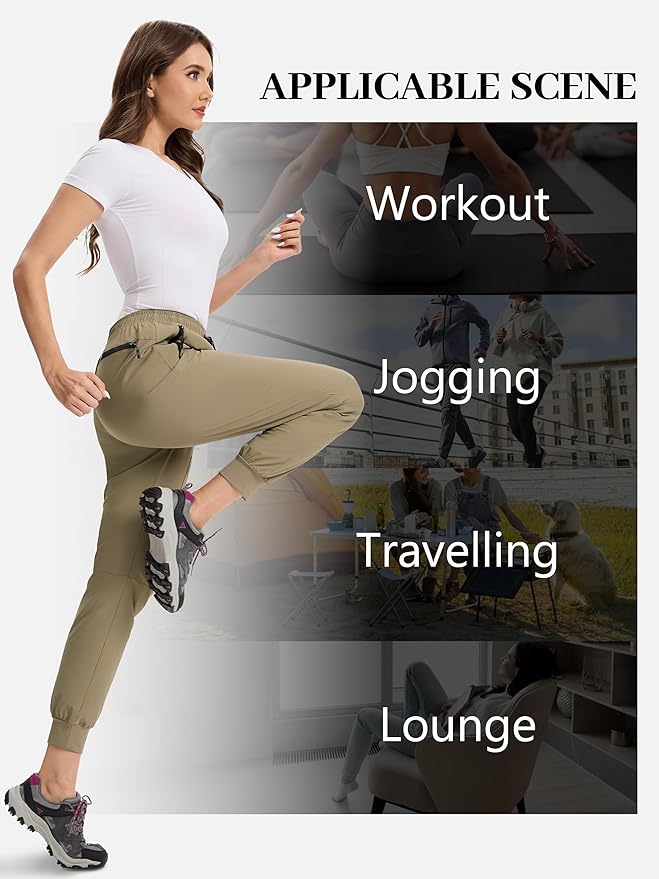 Womens Tall Hiking Pants 30/32/34 Inseam Lightweight Joggers Quick Dry 4 Pockets Travel Athletic Cargo UPF50+
