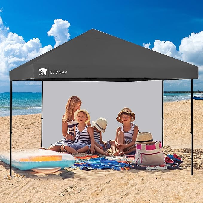 12’x12’ Pop up Canopy Tent Patented EZ Set up Instant Outdoor Canopy with Sidewall Bonus 4 Weight Sandbags, 8 Stakes and 4 Ropes, Grey