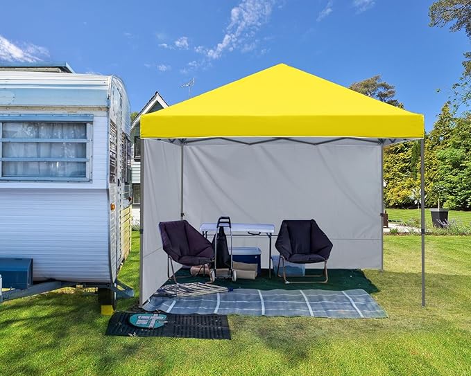 ABCCANOPY Pop up Canopy Tent with 2 Sidewalls for Outdoor Sun Blocking or Rain Protection,10x10, Yellow