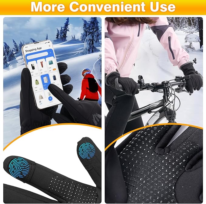 Moon Kitty Women’s Winter Waterproof Running Gloves Windproof Thermal with Touchscreen Fingers Cold Weather Gloves for Women