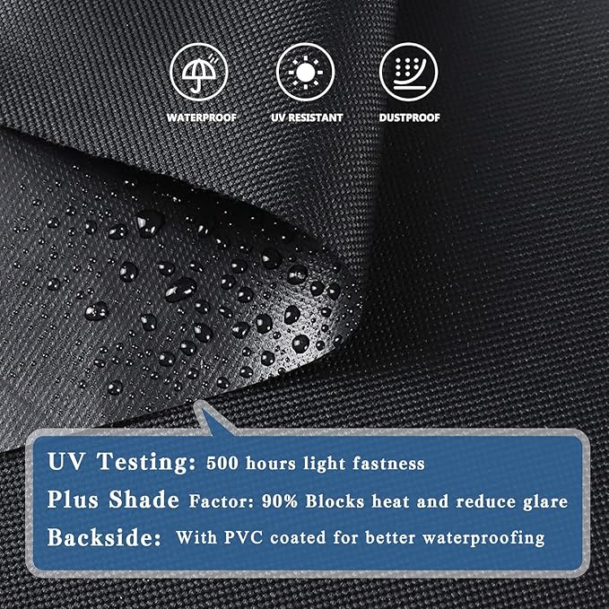 5x5Ft Waterproof Canvas Tarp Black，Heavy Duty Multipurpose Oxford Tarpaulin Cover for Canopy Tent, Roof, Boats, Pool, Woodpile, Robust, Rip & Tear Proof, 20mil