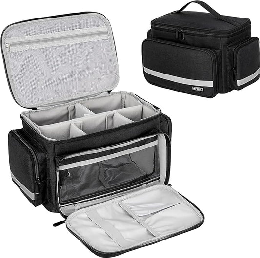 Medical Bag,First Aid Bag Empty,Home Health Nurse Storage,Pill Bottle Organizer Box,Emergency Medical Supplies Tote with Detachable Divider for Home,Travel(Black)