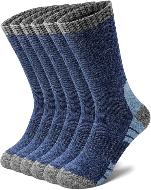 Senker Fashion Merino Wool Hiking Socks for Men, Warm Crew Socks W/Cushion Moisture Wicking for Trekking Work Outdoor
