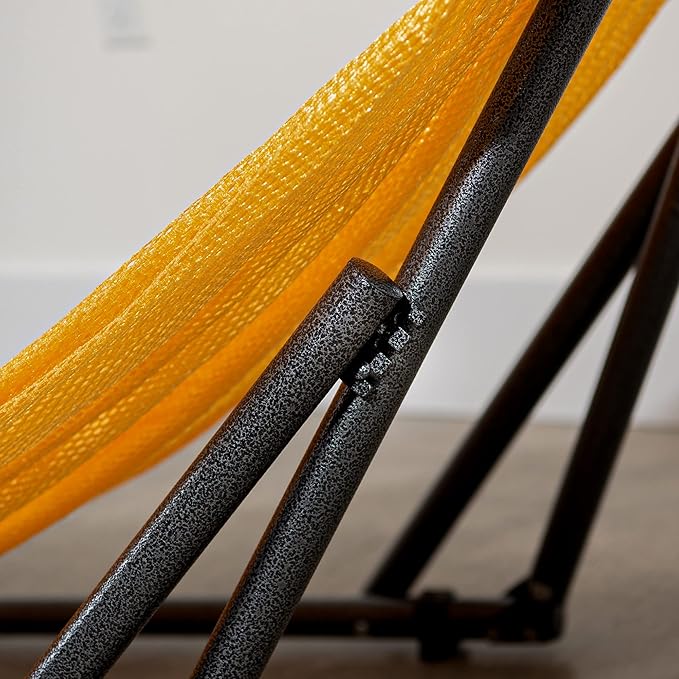 Best Home Fashion Hammock for 2 Persons with Collapsible Steel Stand 600 lbs Capacity- Portable Carrying Case, Adjustable, Perfect for Camping Beach Patio, EZ Daze Foldable Hammock with Stand- Yellow