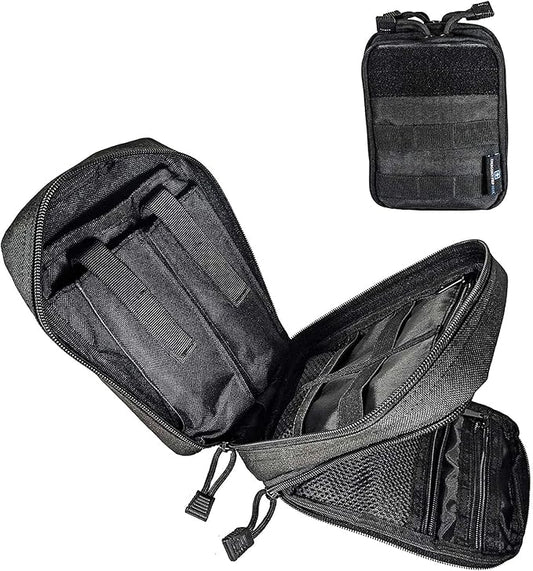 EPG Tactical EDC Organizer, Molle Utility Pouch - First Aid Black Backpack Organizer, Small, Modular Survival Bag