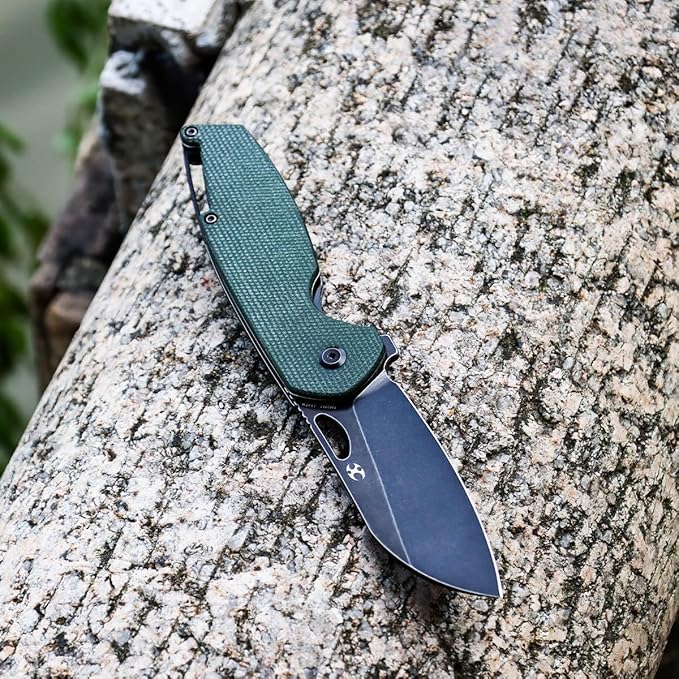 Kansept Model 6 Pocket Folding Knife EDC Camping Knife 3.1'' 154CM Material with Green Micarta Handle Everyday Carry T1022A2