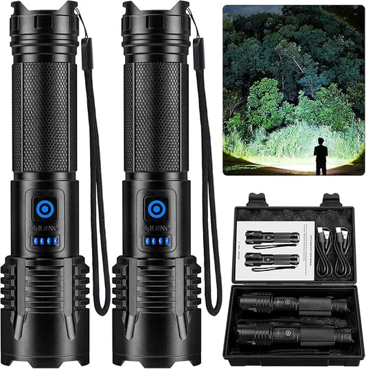 NiaoChao Flashlights 99,000 High Lumens, Super Bright LED Rechargeable Flashlight, 5 Modes Waterproof Flash Light for Home Camping Hiking