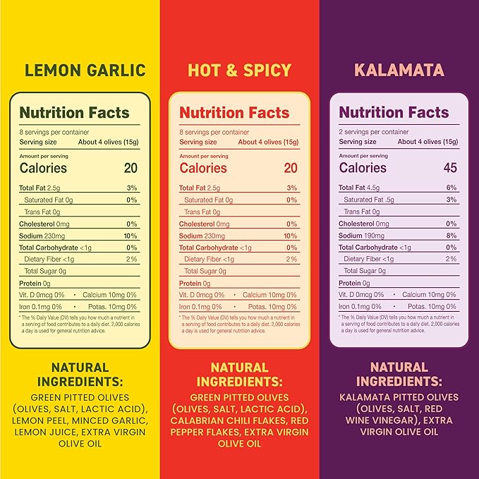 Freestyle Snacks Olive Snack Packs - Fresh Pitted Green & Kalamata Olives, 5 Flavors, Jumbo-Sized, Grown in Greece, All Natural, Non-GMO, Paleo, Sugar-Free, Keto Snacks - Variety Pack, 4oz (5 Pack)