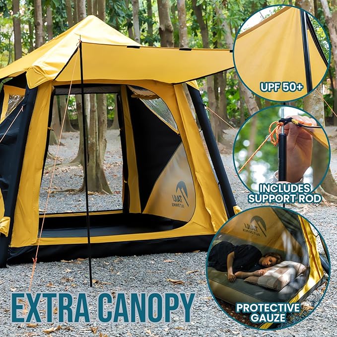 TAILI Inflatable Blow Up Tent for Camping with Hand Pump for 2/3/4/6 Person, Easy Setup Outdoor Inflatable Oxford Waterproof Air Tent House for Family Camping Adult