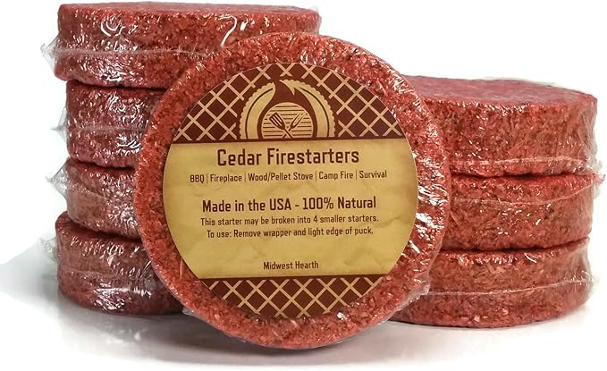 Midwest Hearth Cedar Fire Starters (8 Pack - Up to 32 Fires) Made in USA
