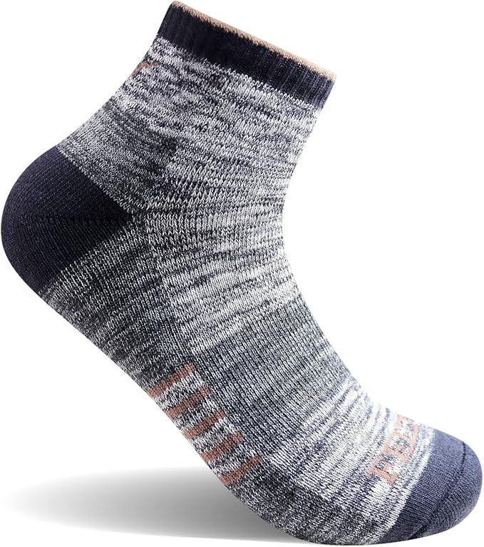FEIDEER Men's Women's Hiking Walking Socks, Unisex Moisture Wicking Cotton Cushion Ankle Quarter Crew Socks with Arch Support