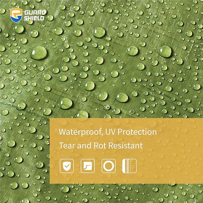GUARD SHIELD Tarp Green 6x8 Feet Multi Purpose Waterproof Poly Tarp Cover 5mil (2-Pack)