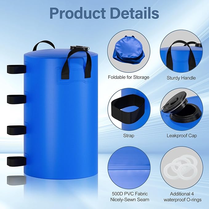 Canopy Water Weights Bag, 220 lb Canopy 4 Leg Weights Bag, Portable 25L Water Bag Windproof Fixed Water Tent Weights, for Outdoor Pop Up Tent, Canopies, Gazebo, Shelter, 4 Pack (25L Blue)