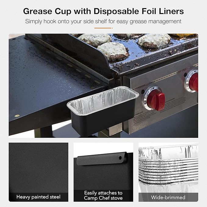 Stanbroil Grease Catcher for Camp Chef Griddles with 10-Pack Grease Cup Liners, Fits for Camp Chef FTG600, FTG600P, FTG900, FTG475, FTG475LC