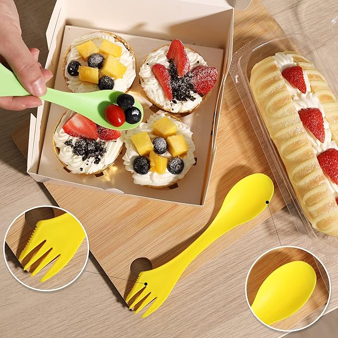 30Pcs Plastic Sporks Tritan Sporks 3 in 1 Travel Fork for Camping, Travel, Home, Restaurant (7 Inch)