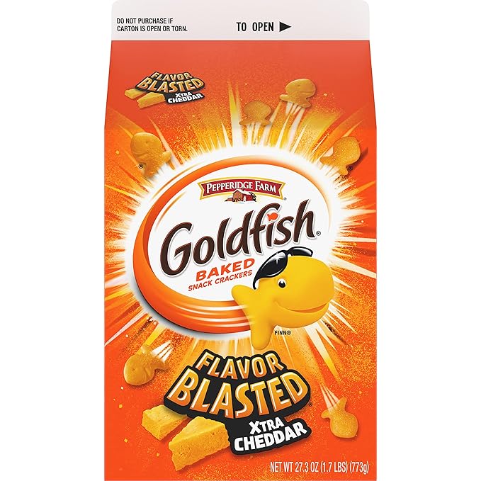 Goldfish Flavor Blasted Xtra Cheddar Cheese Crackers, 27.3 oz Carton (Pack of 2)