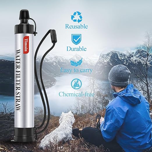 6 Pack Timain 4-Stage Filtration,High Flow Rate Water Filter Straw,Water Purifier Survival for Emergency Kits,Travel,Camping, Hiking,Fishing,Hunting (6)