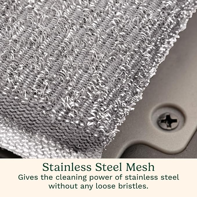Cuisinart 5-Piece Grill & Griddle Scrubber Set, Bristle Free Stainless Steel 3 Steam Cleaning Sponges with Water Tray, Perfect for Grill & Griddle Cleaning Easy Stain Remover, BBQ & Camping Tool