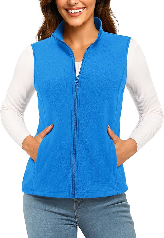 TACVASEN Women's Fleece Vest Lightweight Warm Vests Outerwear Sleeveless Zip Jacket Fall Winter Soft Vest with Pockets