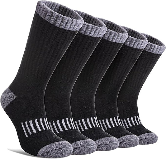 DYW Womens Merino Wool Hiking Socks Thermal Warm Winter Boot Crew Socks Cushion Work Walking Gift Socks 5 Pairs