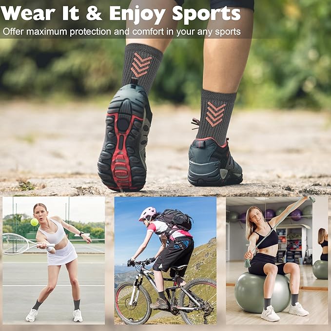 Crew Socks for Women,Athletic Hiking Running Compression Socks with Cushioned Support 3-6 Pairs