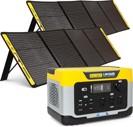 Champion Power Equipment 998-Wh Portable Solar Power Station and Two 200-Watt Solar Panels