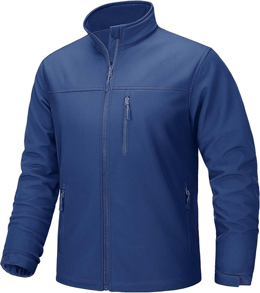 TACVASEN Men's Lightweight Softshell Jacket Fleece Lined Waterproof Tactical Rain Zip Up Winter Coat Windbreaker Casual