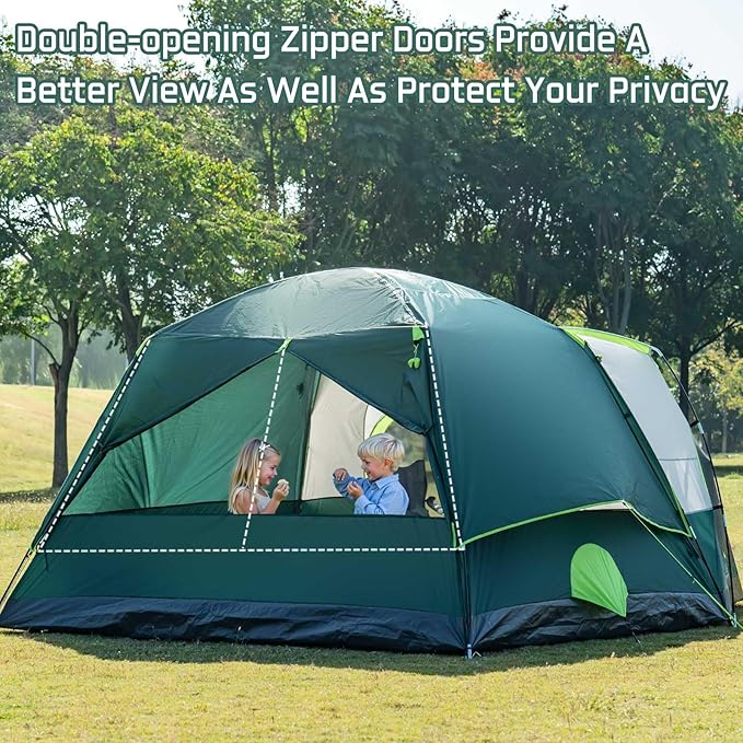 6/8 Person Large Waterproof Family Tents for Camping, Screened Camping Tent with Screen Porch, Bug-Free Relaxation & Easy Setup, Includes Rainfly & Carry Bag