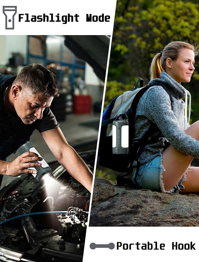 Foldable Camping Light Rechargeable Lantern, 10000mAh, Portable Flashlight, IP54 Waterproof, 1/4" Screw Adapter, 750LM, 5 Modes, LED Tent Light for Camping, Hiking, Fishing