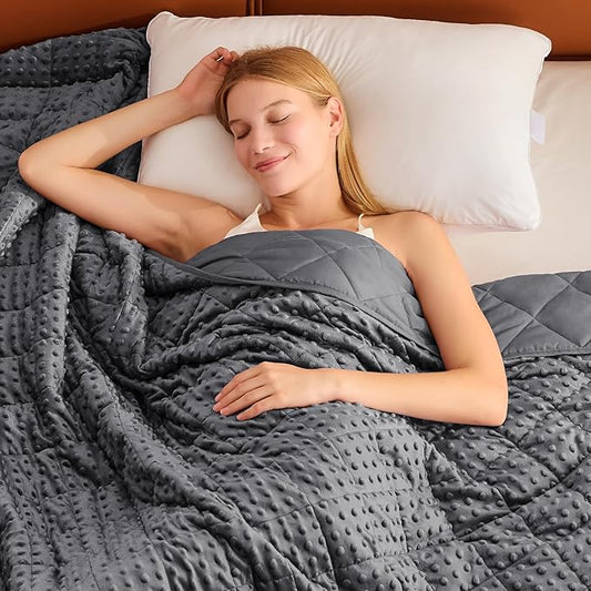 Weighted Blanket for Adults (20lbs, 48"x72" Twin Size) - Cooling Heavy Blanket for 130-220lbs with Premium Glass Beads - Soft Thick Big Blankets for All-Season Sleeping Comfort Breathable- Grey