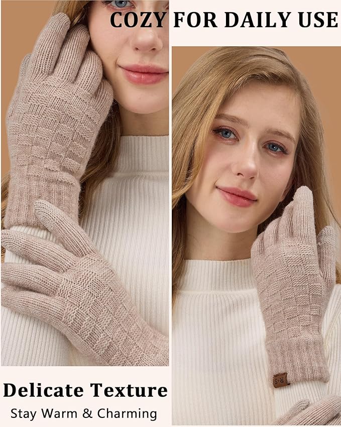 REACH STAR Winter Gloves for Women-Upgraded Touch Screen Elastic Thermal Knit Lining Warm Gloves for Cold Weather