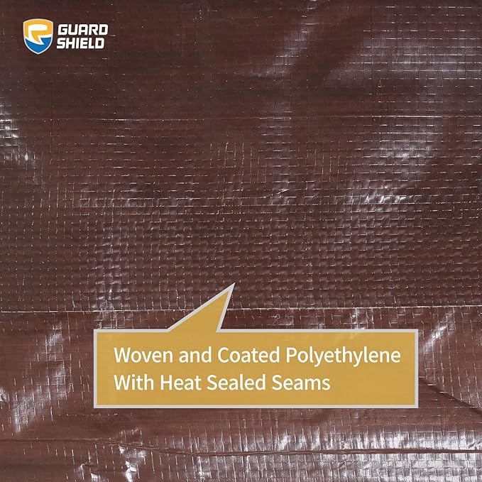 GUARD SHIELD Brown Tarp 12x16 Feet Waterproof Tarps Lightweight Camping Tarp Outdoor Multi Purpose Poly Cover 6mil