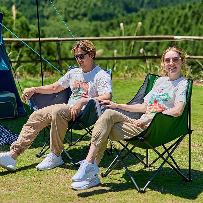 PORTAL 32In Extra Wide Camping Chair for Adults, Oversized Folding Chair with Cup Holder & Carry Bag, Heavy-Duty Outdoor Chair Supports 350 lbs, Portable for Camping, Lawn, Patio