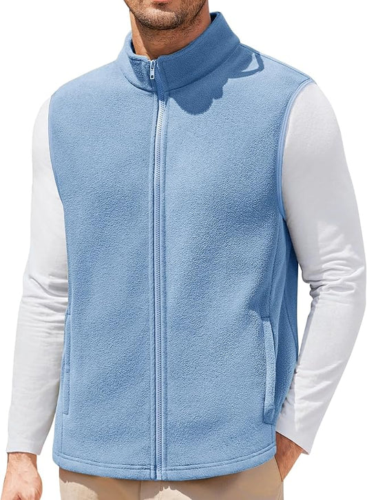 COOFANDY Mens Polar Fleece Vest Lightweight Sleeveless Jacket Warm Zip up Outerwear Vests with Zipper Pockets for Hiking