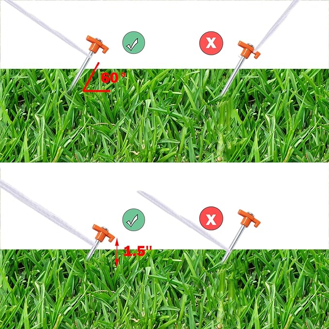 Cheardia 20 Pack Tent Stakes Heavy Duty, 9.75 Inch Yard Stakes Non-Rust Metal Tent Pegs Ground Stakes Tent Spikes for Camping Patio, Garden, Canopies, Grassland, Outdoor, Orange