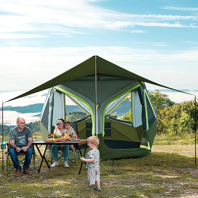 TIMBER RIDGE 4-6 Person Instant Pop Up Hub Tent, Easy 60 Second Setup, Weather Resistant Portable Camping Family Tent Cabin Tent with Rain Fly and Carry Bag for Outdoor Travel