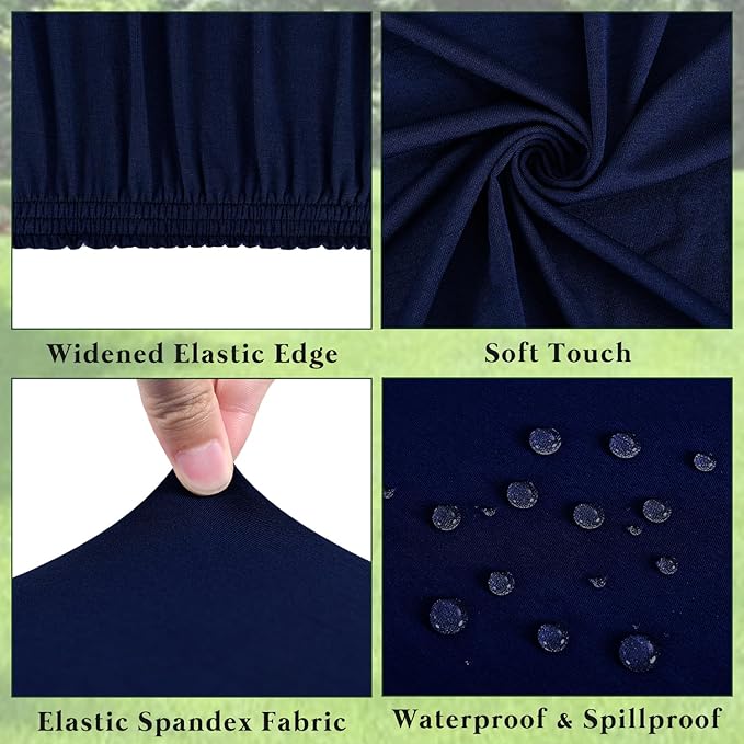 6 Pack Picnic Table Cover Fitted Elastic Tablecloth for 6 Foot Rectangle Tables Waterproof Stretch Washable Folding Indoor and Outdoor Spandex Table Cloth for Parties Camping (Navy Blue,30" x 72")