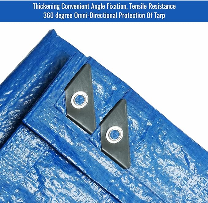 Blue Tarp Pack of 4 Tarps Heavy Duty waterproof 8x10 Large Multipurpose Poly Outdoor Tarps Cover 5 Mil Thickness Blue Tarpaulin Reinforced Rip Resistant Rubber Edges With Aluminum Grommets