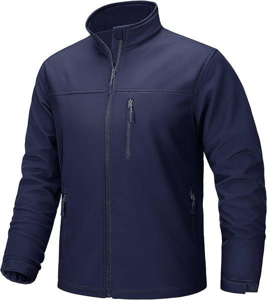 TACVASEN Men's Lightweight Softshell Jacket Fleece Lined Waterproof Tactical Rain Zip Up Winter Coat Windbreaker Casual