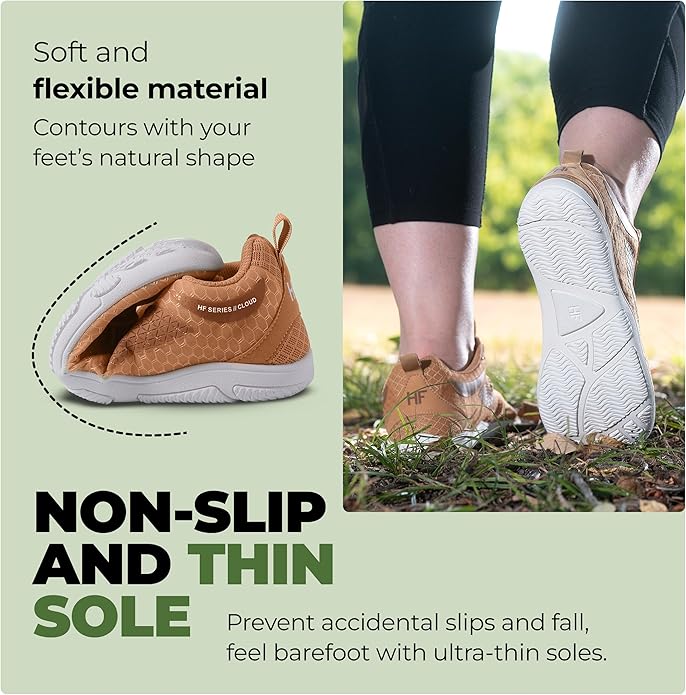HF Cloud-Like Barefoot Shoes for Women & Men - Minimalist Shoes for Women, Arch-Support Breathable Splash-Proof Versatile Ergonomic Pain-Relief Posture-Improvement Hiking Boots Womens