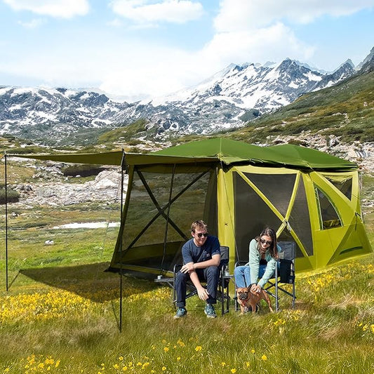 TIMBER RIDGE 4/6/8 Person Instant Pop Up Cabin Tent, Easy 60 Second Setup, Weather Resistant Camping Family Hub Tent with Rain Fly and Carry Bag for Outdoor Camping