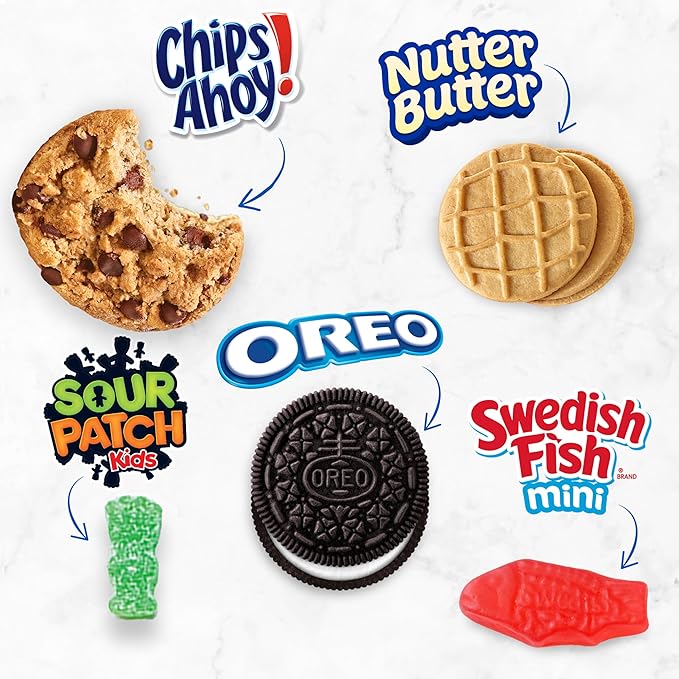 OREO, CHIPS AHOY!, Nutter Butter, SOUR PATCH KIDS & SWEDISH FISH Candy & Cookies Variety Pack, 40 Snack Packs