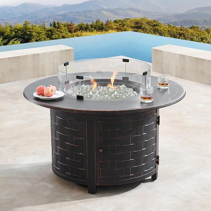 20 Pounds Firepit Glass, 3/4 Inch Glass Beads, Rocks for Fire Pit Table, Fireplace and Fire Bowl, Crystal Luster Firepit Rocks