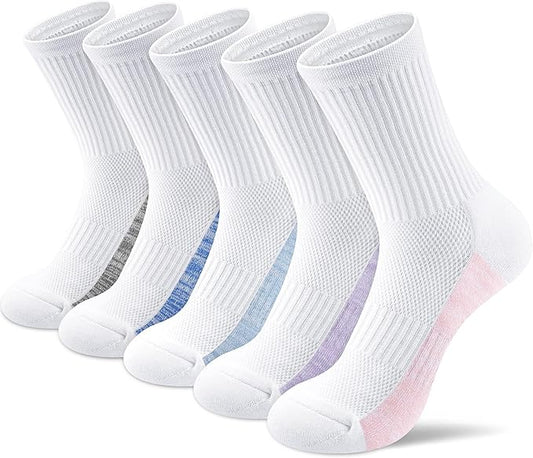 Crew Socks for Women,Athletic Hiking Running Compression Socks with Cushioned Support 3-6 Pairs