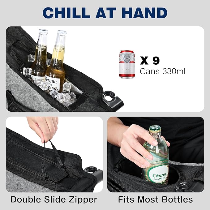 apollo walker Oversized Camping Chair - Heavy Duty 500lbs Camping Chairs for Adults with Cup Holder & Cooler Bag, Folding Lawn Chair for Outdoor, Beach, Concert, Stadium