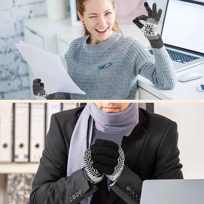 Bencailor 2 Pairs Usb Winter Heated Gloves Mitten Hand Washable Knitting Touchscreen Laptop Gloves