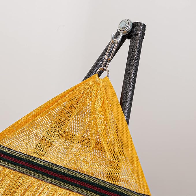 Best Home Fashion Hammock for 2 Persons with Collapsible Steel Stand 600 lbs Capacity- Portable Carrying Case, Adjustable, Perfect for Camping Beach Patio, EZ Daze Foldable Hammock with Stand- Yellow